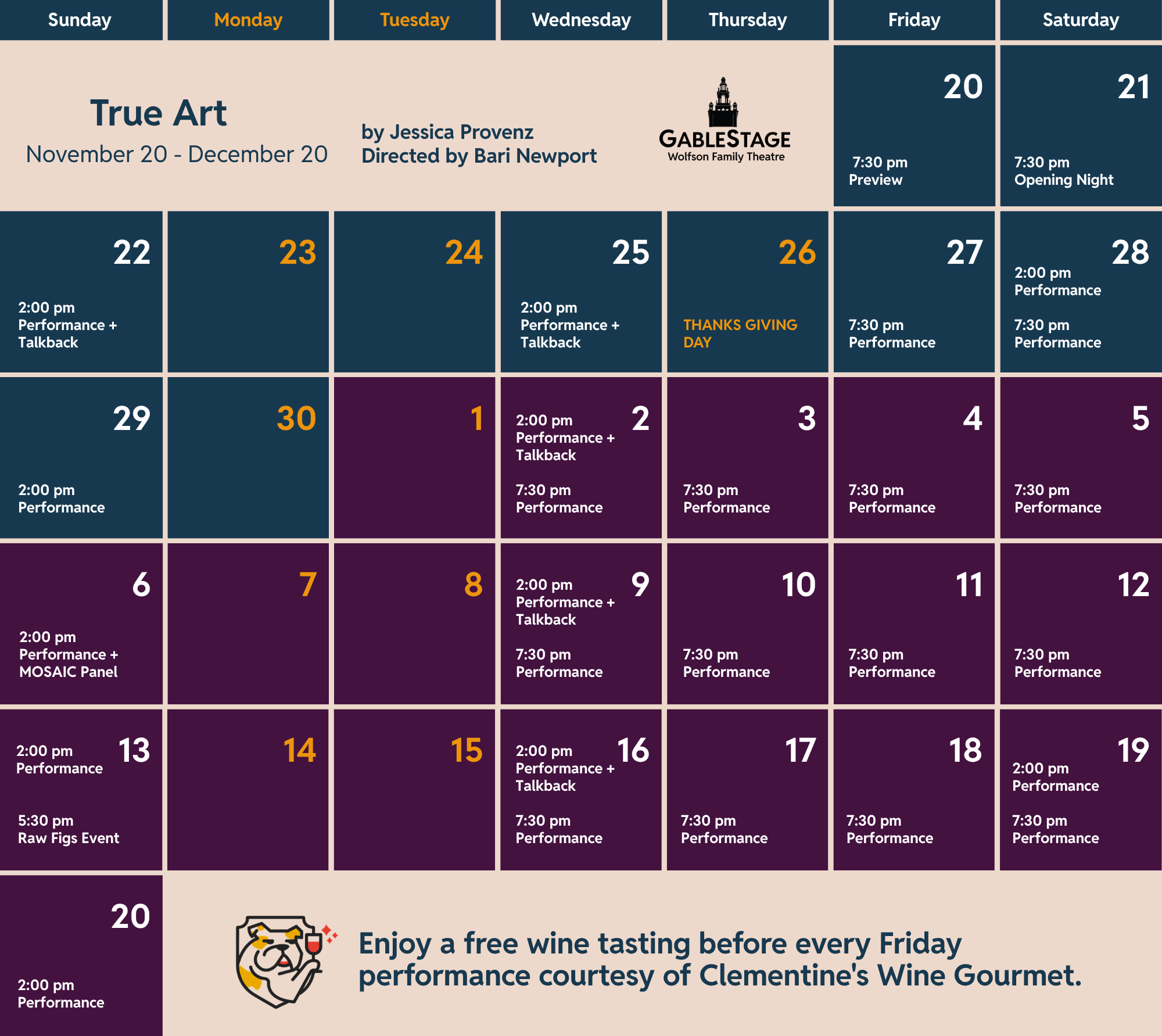 True Art Production Run Calendar (2000 X 2000 Px)